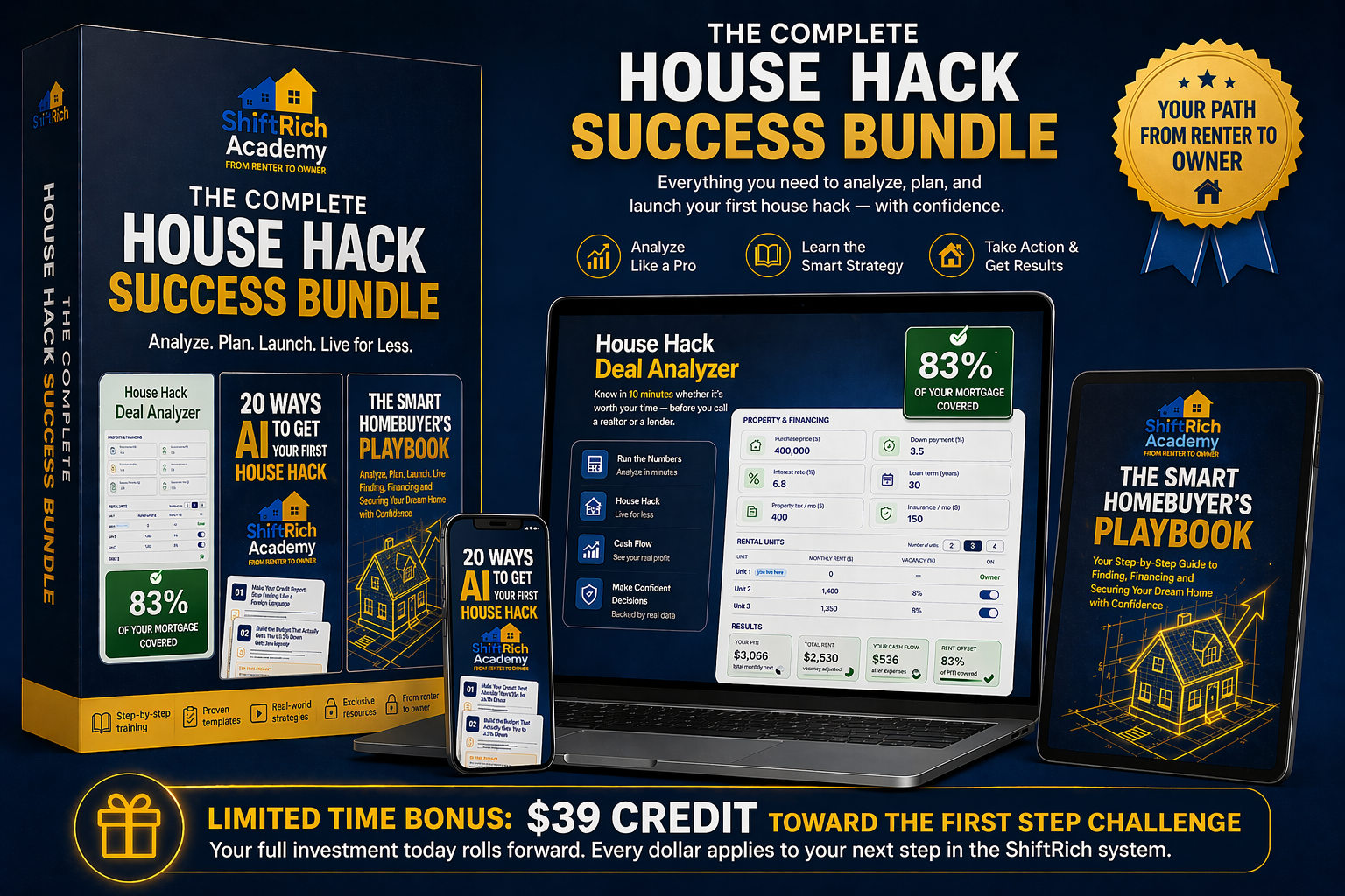The Complete House Hack Success Bundle — playbook, deal analyzer, and AI guide